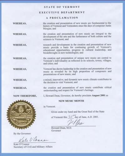Governor Dean's Proclamation Governor Dean's Proclamation